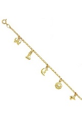 superb real yellow gold hanging charm bracelet for kids